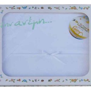 ΣΕΤ Σεντόνια κούνιας Λευκό, με φάσα για κέντημα: Πανωσέντονο + Μαξιλαροθήκη - La Chiocciolina